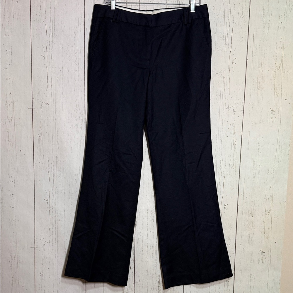 J. Crew Navy Blue 100% Wool Favorite Fit Bootcut Pleated Dress Pants Size 10
